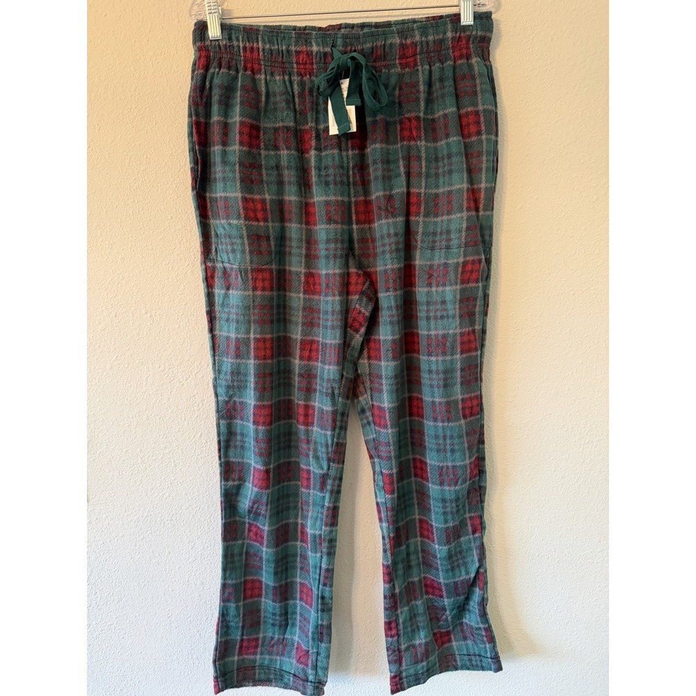 NWT Cuddl Duds Pajama Lounge Bottoms Cozy Soft MicroFleece Plaid Green Red